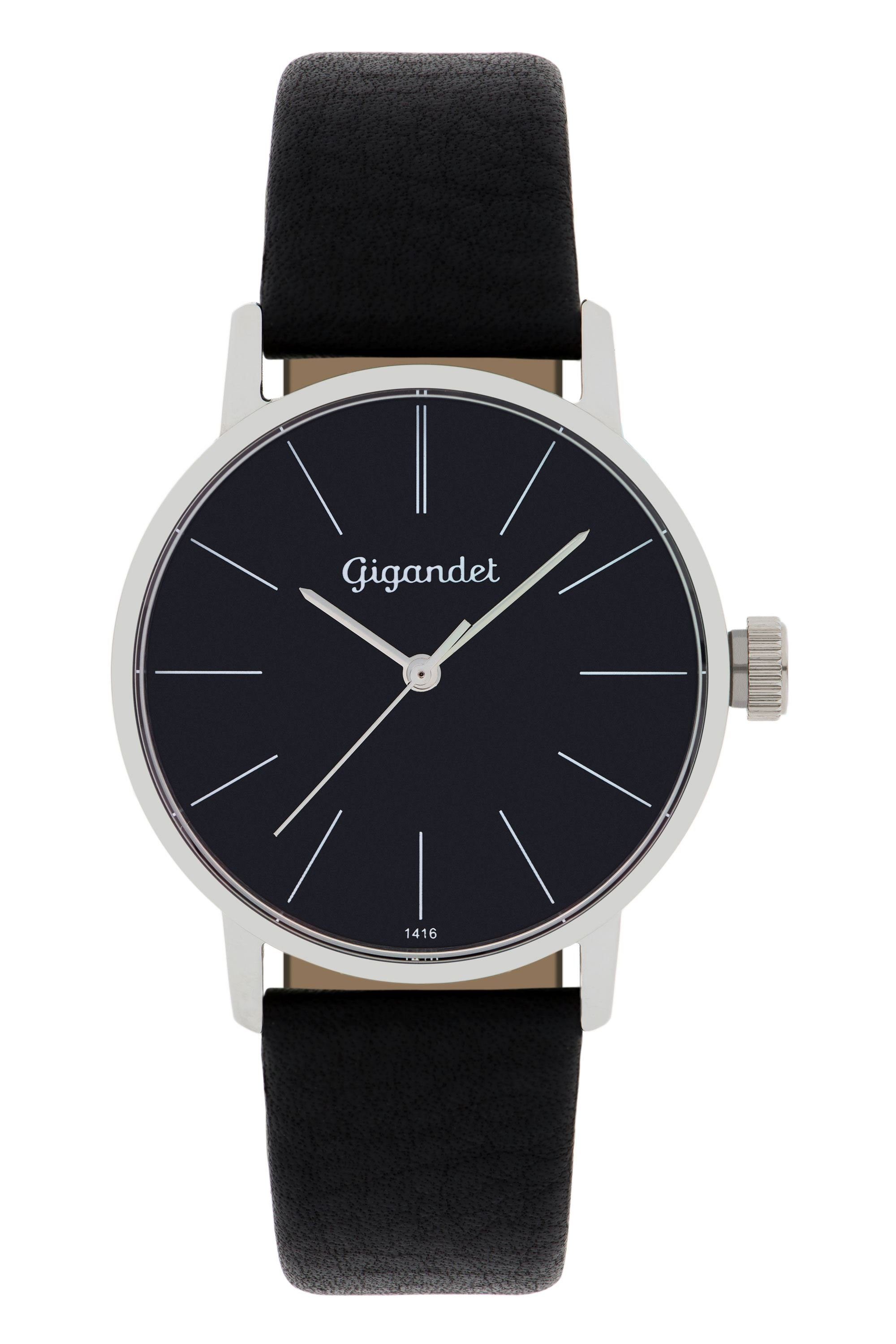 Gigandet Quarzuhr Damenuhr, Armbanduhr, Businessuhr, 35mm, MINIMALISM G43-002, Mineralglas, Lederband, Schlicht, Flach, 3bar/30m wasserdicht