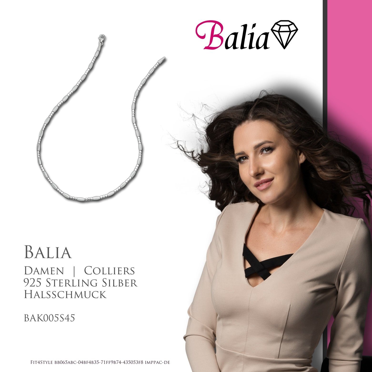 Damen Farbe: (Collier), Balia Balia Sterling Halsketten Damen mattiert Collier Collier 925 Silber, Colliers, silber für