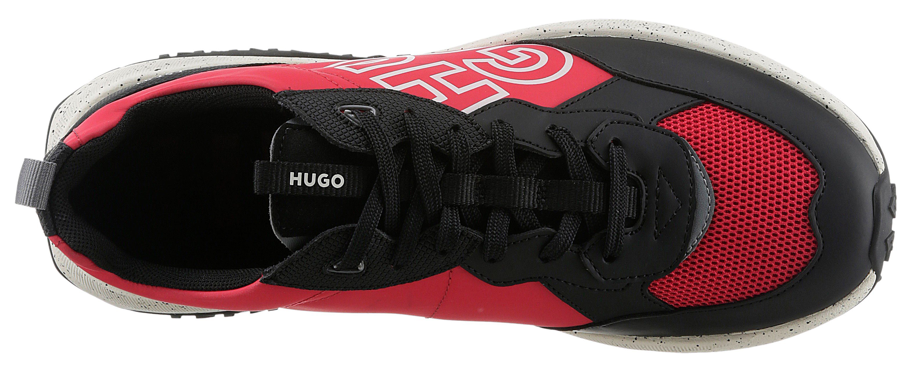 HUGO Kane_Runn Sneaker mit auffälligem Logoschriftzug rot-schwarz