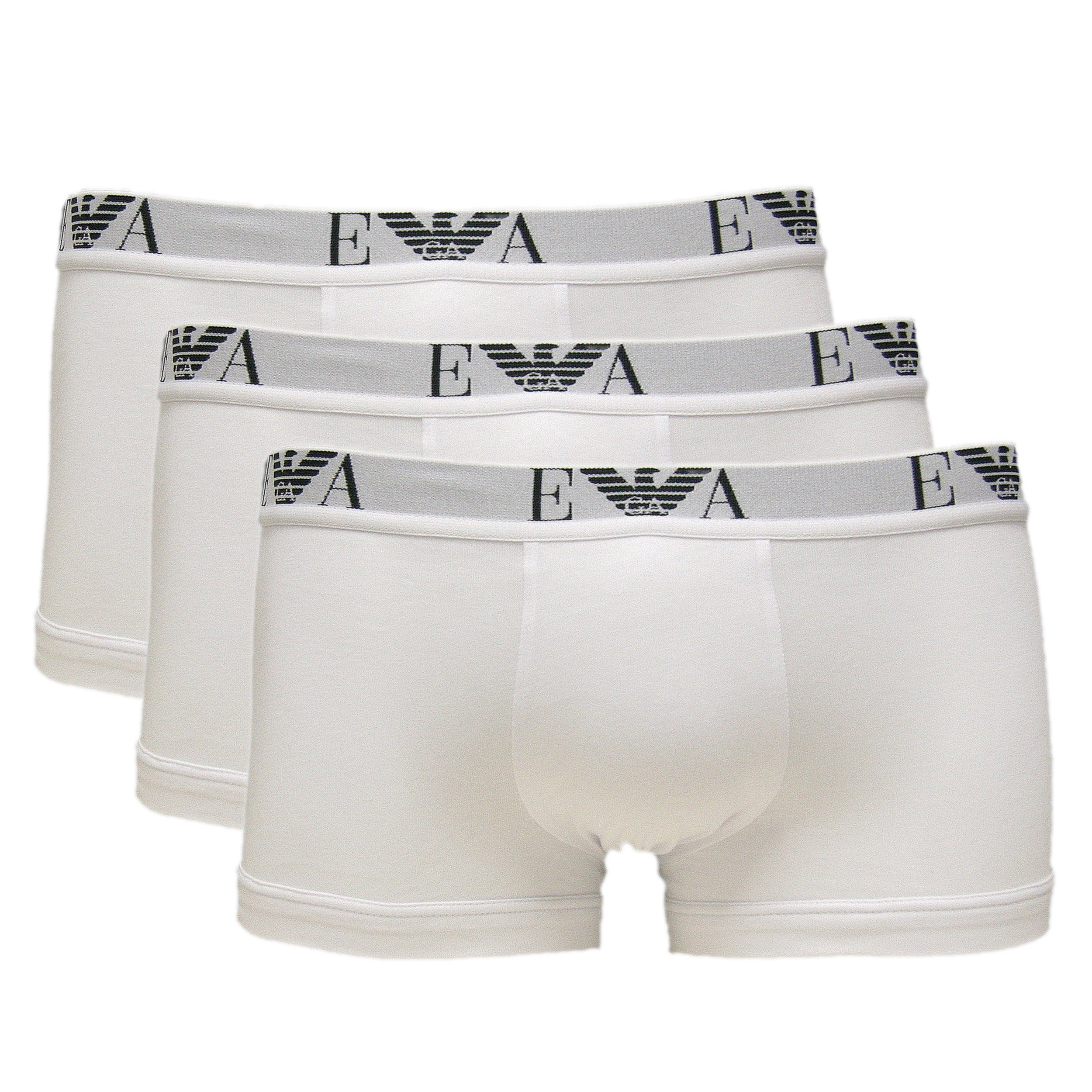 Emporio Armani Trunk CC715 3er Pack Stretch Cotton (Packung, 3-St., 3er-Pack) figurbetonter Slipboxer mit Logo-Bund Weiss (16510)