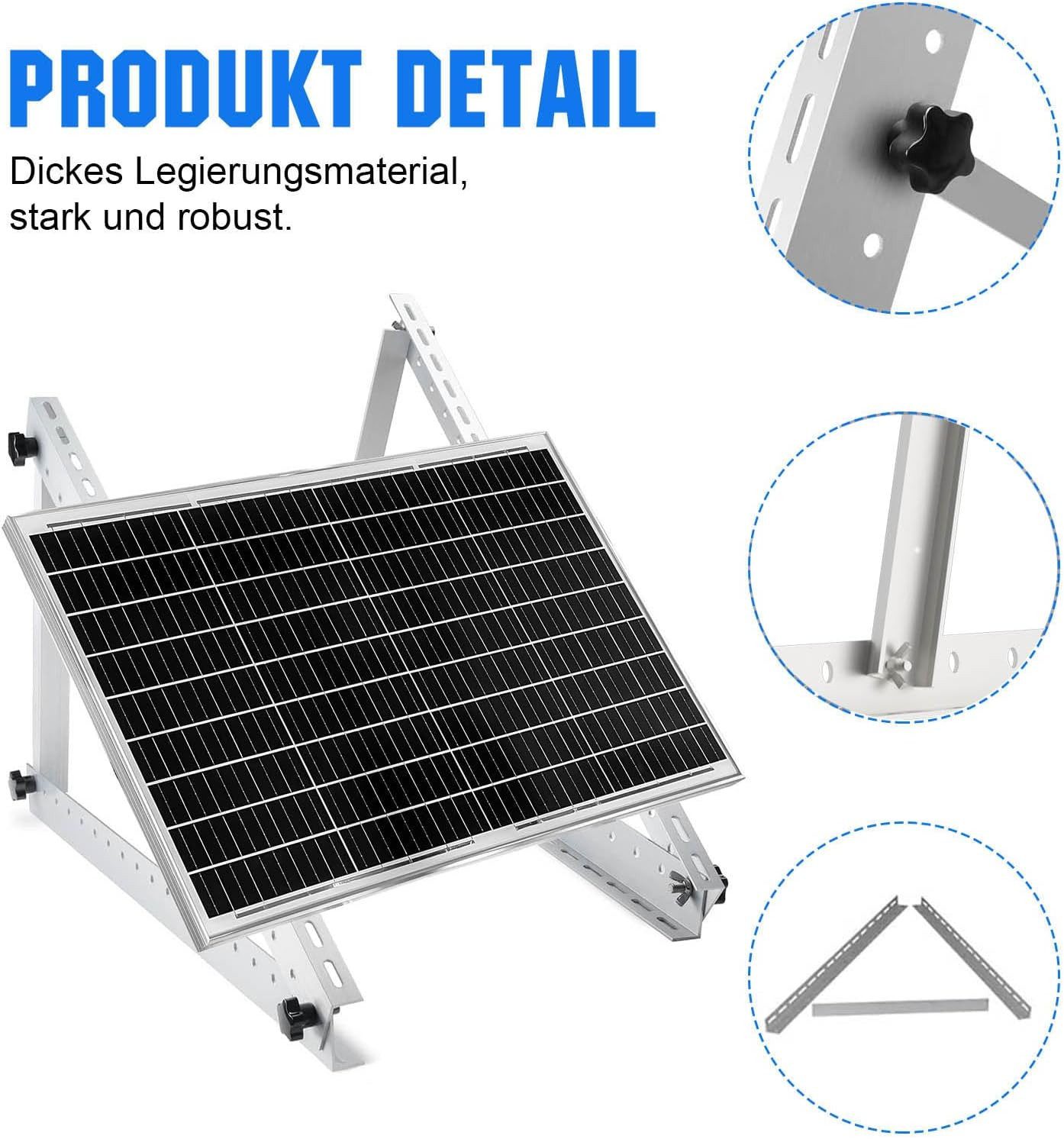 Rhein Beleuchtung Solarmodul Verstellbare Solarmodul-Halterung 118 cm – robust & langlebig, 0 W, Aluminiumlegierung (AL6005-T5), (Set, 4-St., Für 400–600 W Solarmodule & Balkonkraftwerk – einfache Montage), 0–90°Neigung, wetterfest & ohne Bohren – flexible Solarpanel Halterung