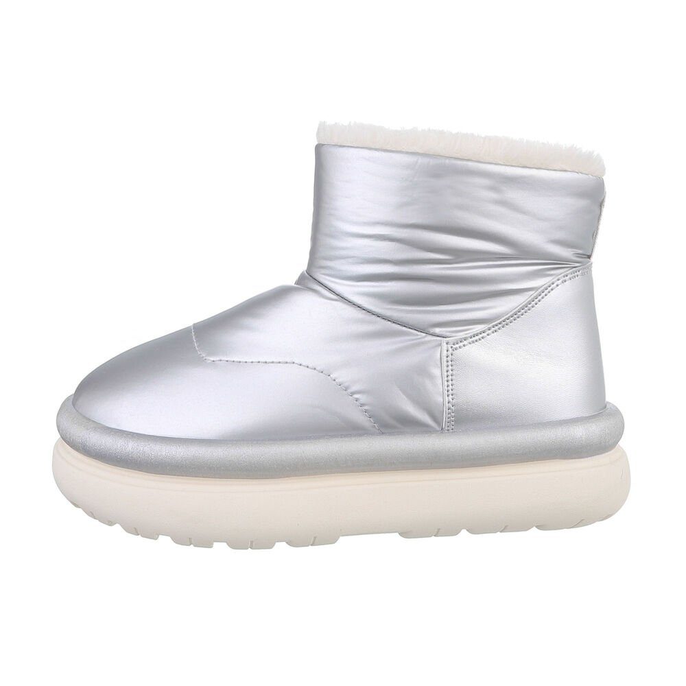 Ital-Design Damen Snowboots Freizeit Snowboots Flach Plateaustiefeletten in Silber