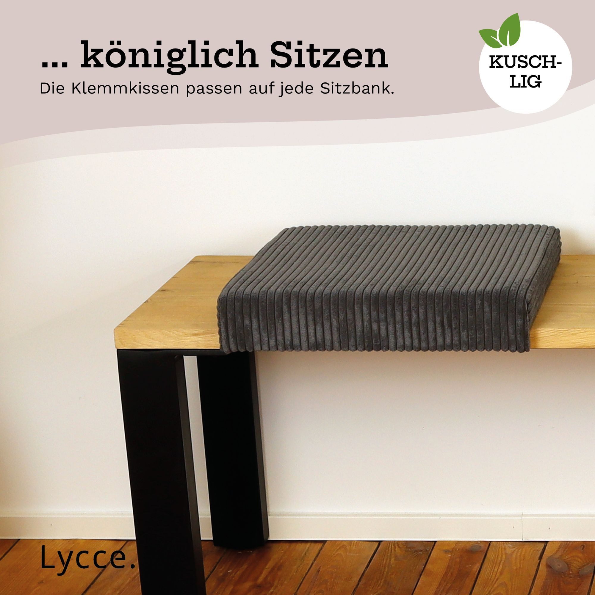Lycce Bankauflage Bankauflage Klemmkissen 1 Leiste, Cordstoff extra Polsterung, (1 St), für Banktiefe ab 35 cm, verrutscht nicht, versch. Farben – Bild 4 von 5