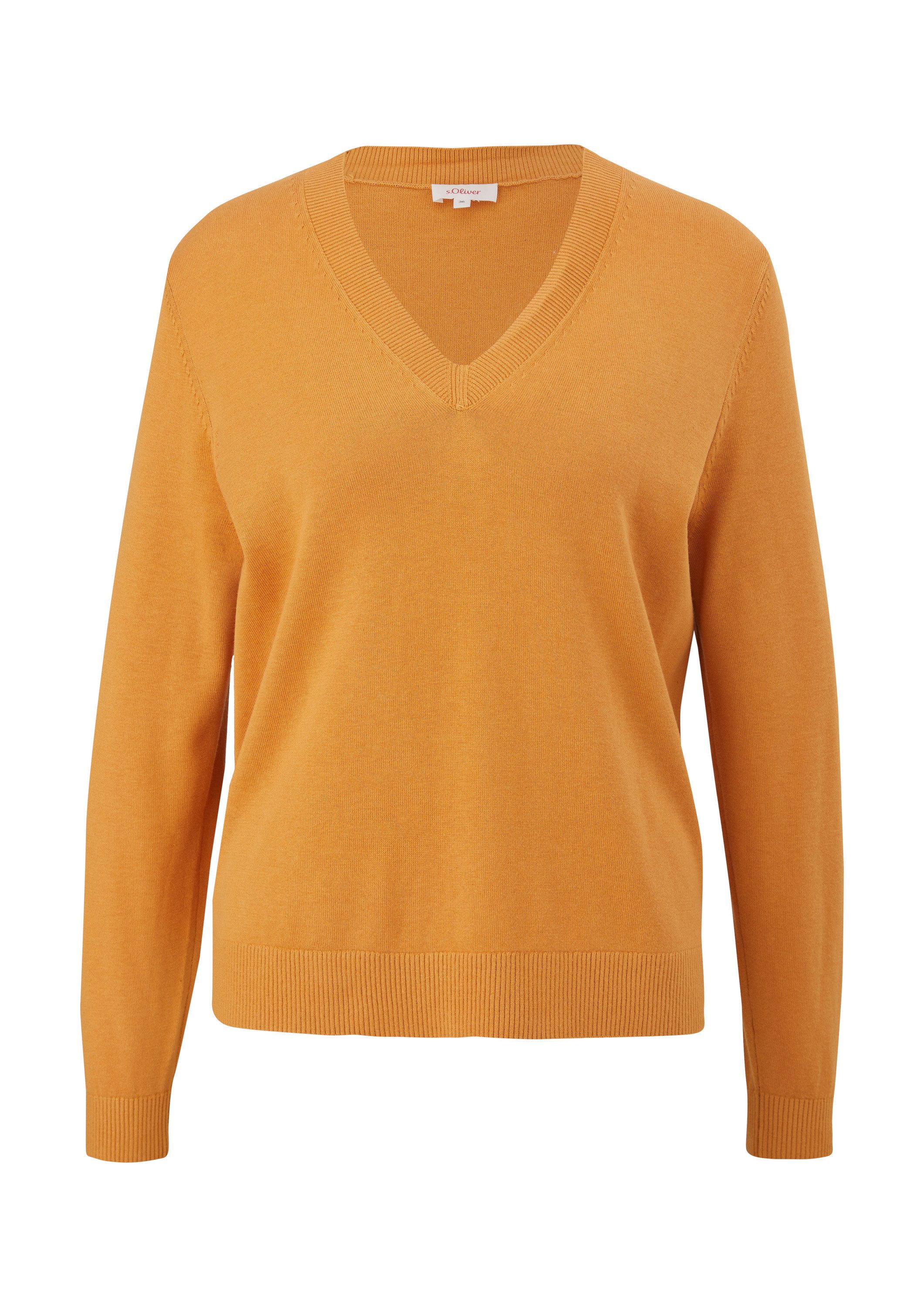 s.Oliver Longpullover Strickpullover Strickpullover mit V-Neck günstig online kaufen