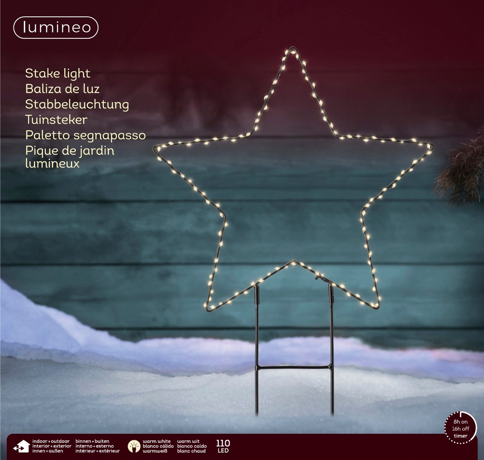 Lumineo LED Stern LED Metall-Stern Gartenstecker 110 LED D: 38 cm, warm wei günstig online kaufen