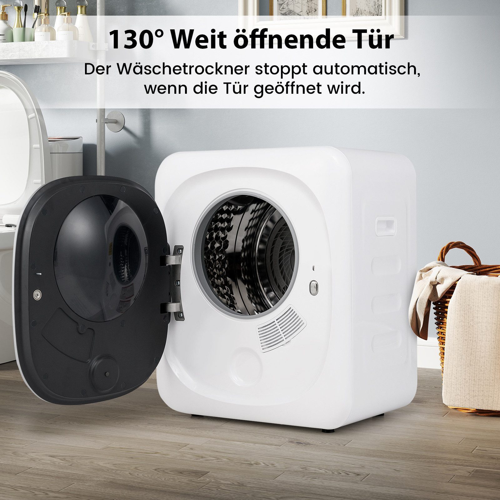 COSTWAY Ablufttrockner FP10756DE/GDZ40-168E, 800W, PTC-Keramikheizung, mit 5 Programme – Bild 5 von 5