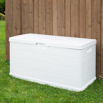 Mojawo Hängeaufbewahrung XL Auflagenbox Sitzbank 2 Personen Kunststoff Weiß 340L