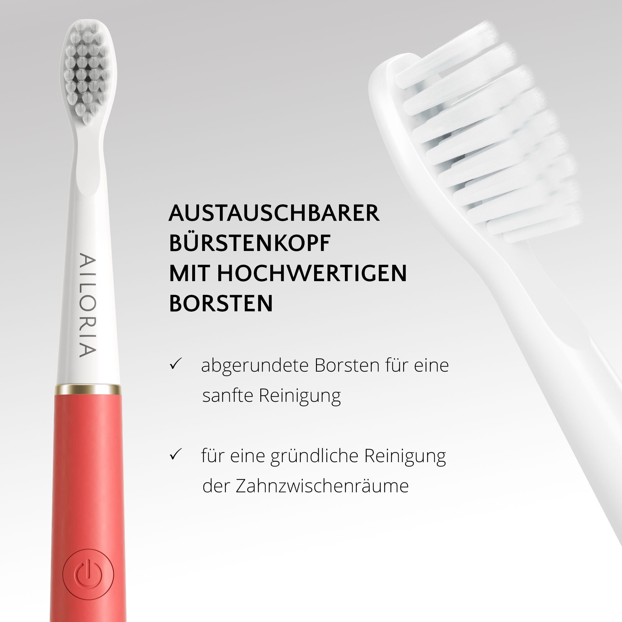 AILORIA Schallzahnbürste PRO SMILE SET USB-Schallzahnbürste, Aufsteckbürsten: 8 St., Dynamische Reinigungswirkung