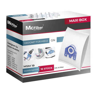 McFilter Staubsaugerbeutel >MAXI BOX< (16+8), passend für Miele Staubsauger GN Serie, S2 S4 S5 S6 S8, Complete C2/C3, Classic C1, wie 10408410, 16 St., inkl. 8 Filter, Top Miele Alternative zu 9917730