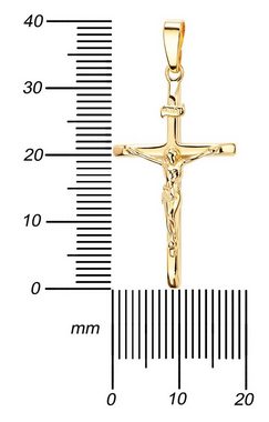 JEVELION Kreuzkette Kruzifix Kreuzanhänger 585 Gold - Made in Germany (Goldkreuz, für Damen und Herren), Mit Kette vergoldet- Länge wählbar 36 - 70 cm oder ohne Kette.