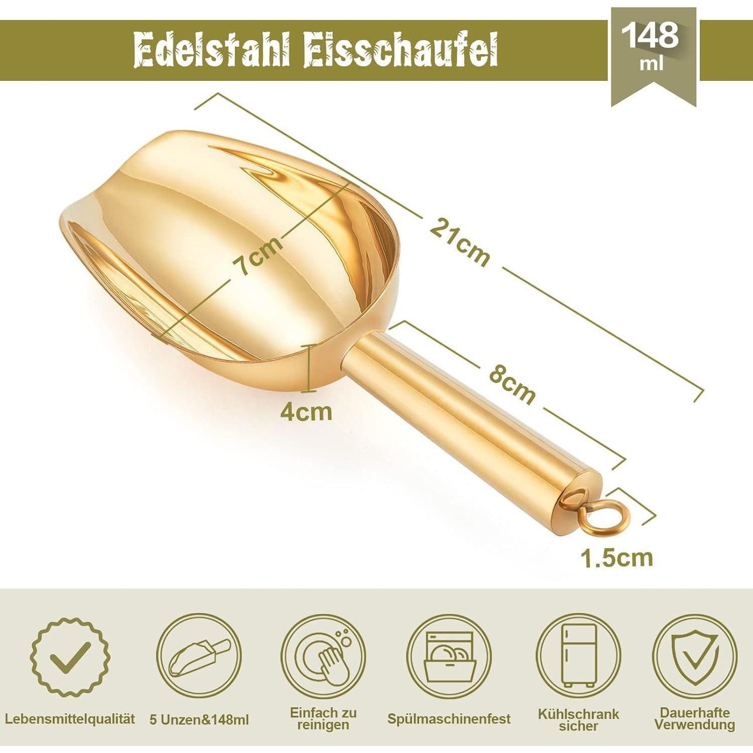 LuxusKollektion Küchenschaufel Eisschaufel Edelstahl Klein Mehlschaufel Abfüllschaufel Gold