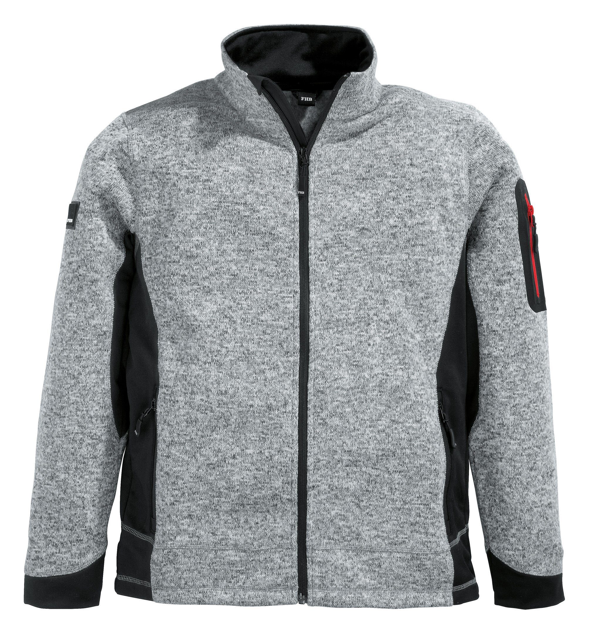 FHB Fleecejacke Strickjacke Christoph 280 g/qm grau / schwarz
