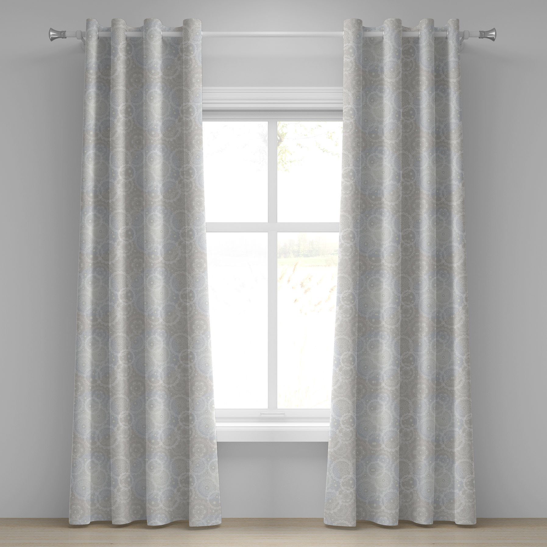 Gardine Dekorative 2-Panel-Fenstervorhänge für Schlafzimmer Wohnzimmer, Abakuhaus, Grau weiß Romantische Brautspitze