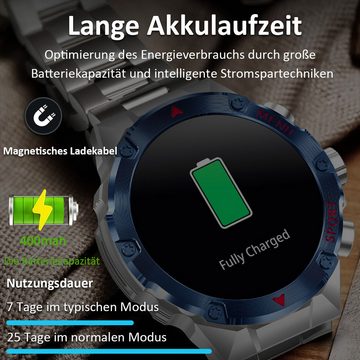 HYIEAR Smartwatch, 1,43", IP67 wasserdicht, Portmonee Herren mit RFID-Schutz Smartwatch, 2-tlg., Wird mit USB-Ladekabel geliefert., Sportarmbänder, Fitnessuhren, individuelle Zifferblätter