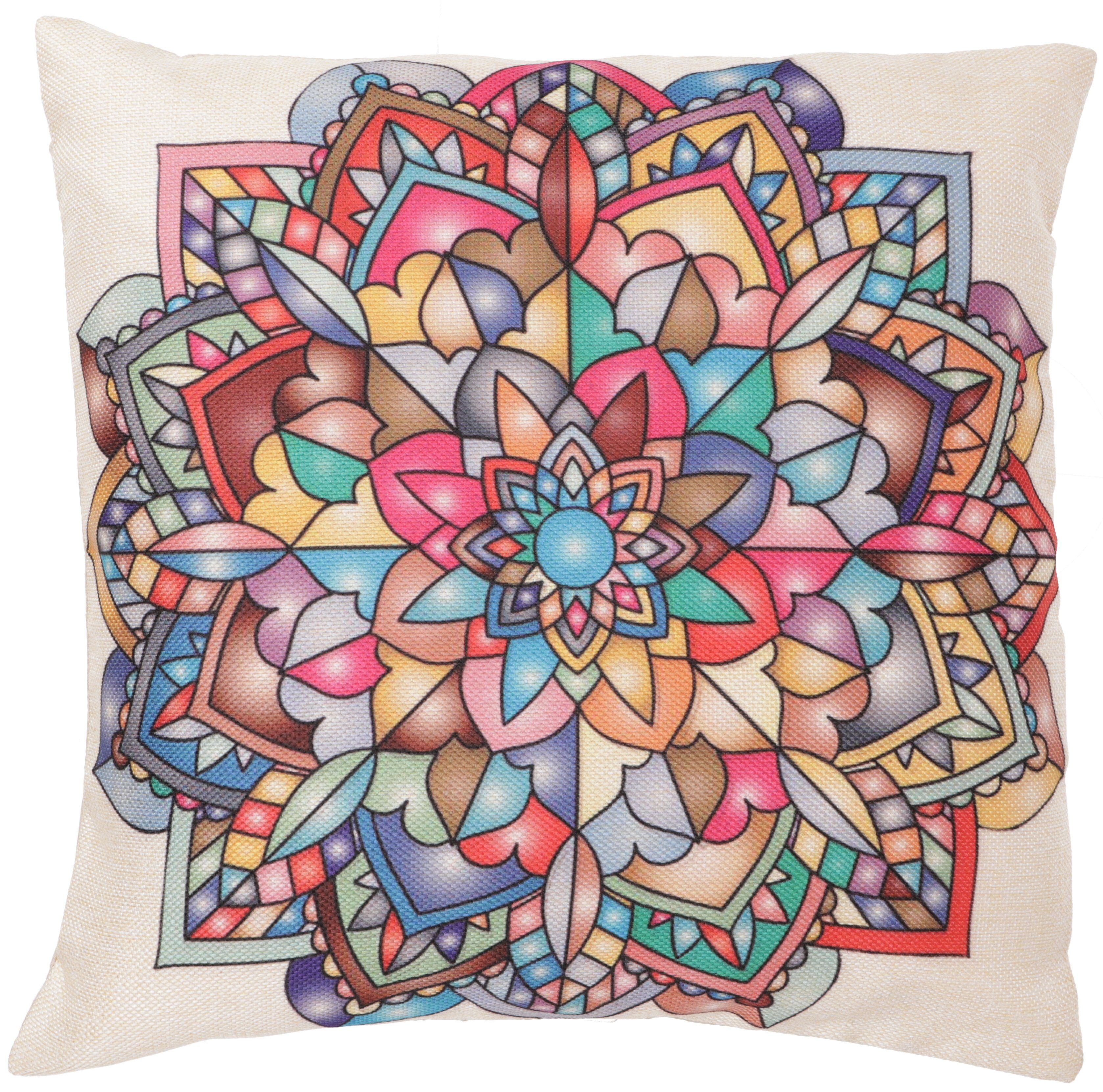Cuscino Decorativo Boho 50x50 Cm – Federa Etnica In Cotone Rosso/verde Con Chiusura Lampo
