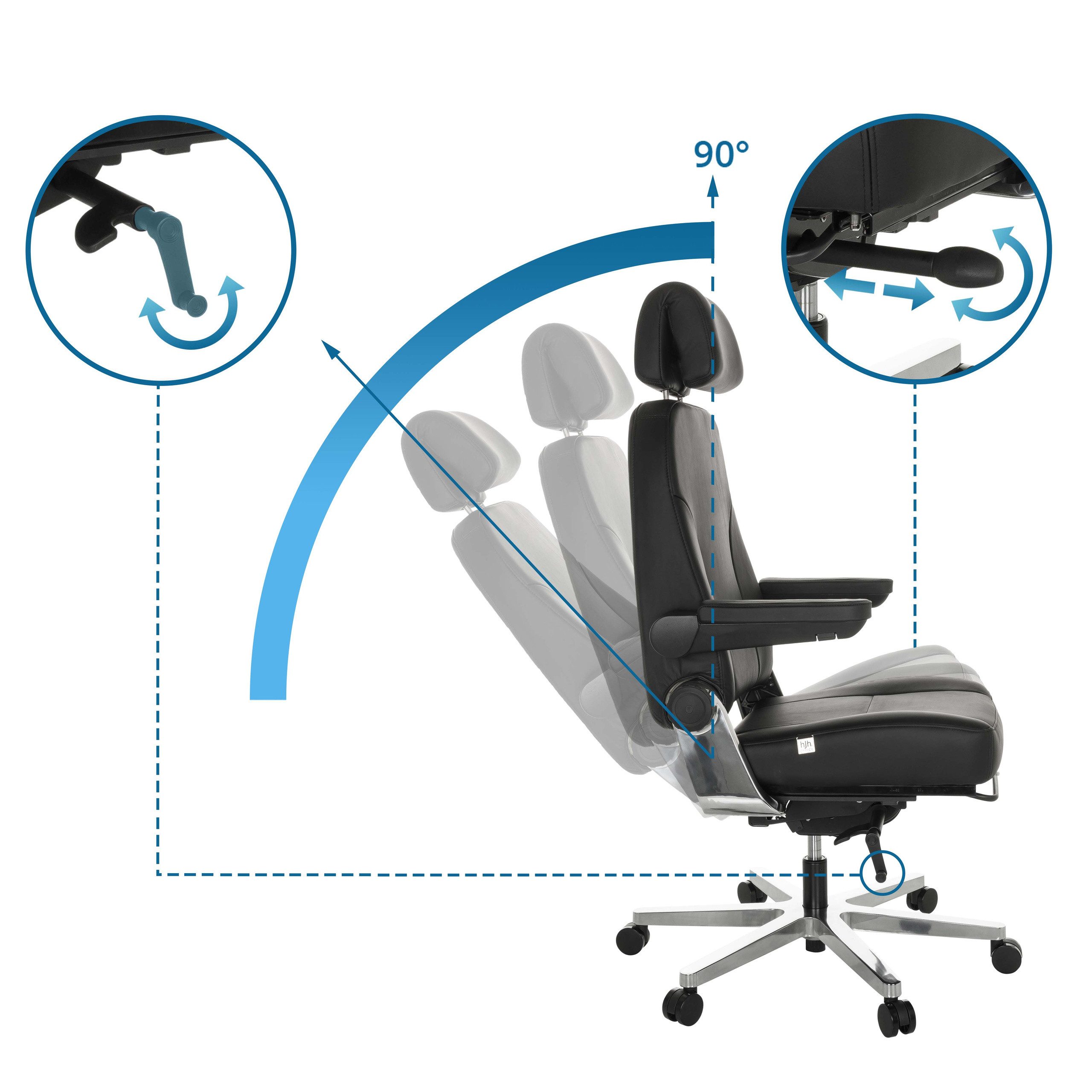 hjh OFFICE Drehstuhl XXL Drehstuhl 24 Hours F Leder (1 St), XXL Chefsessel Bürostuhl ergonomisch