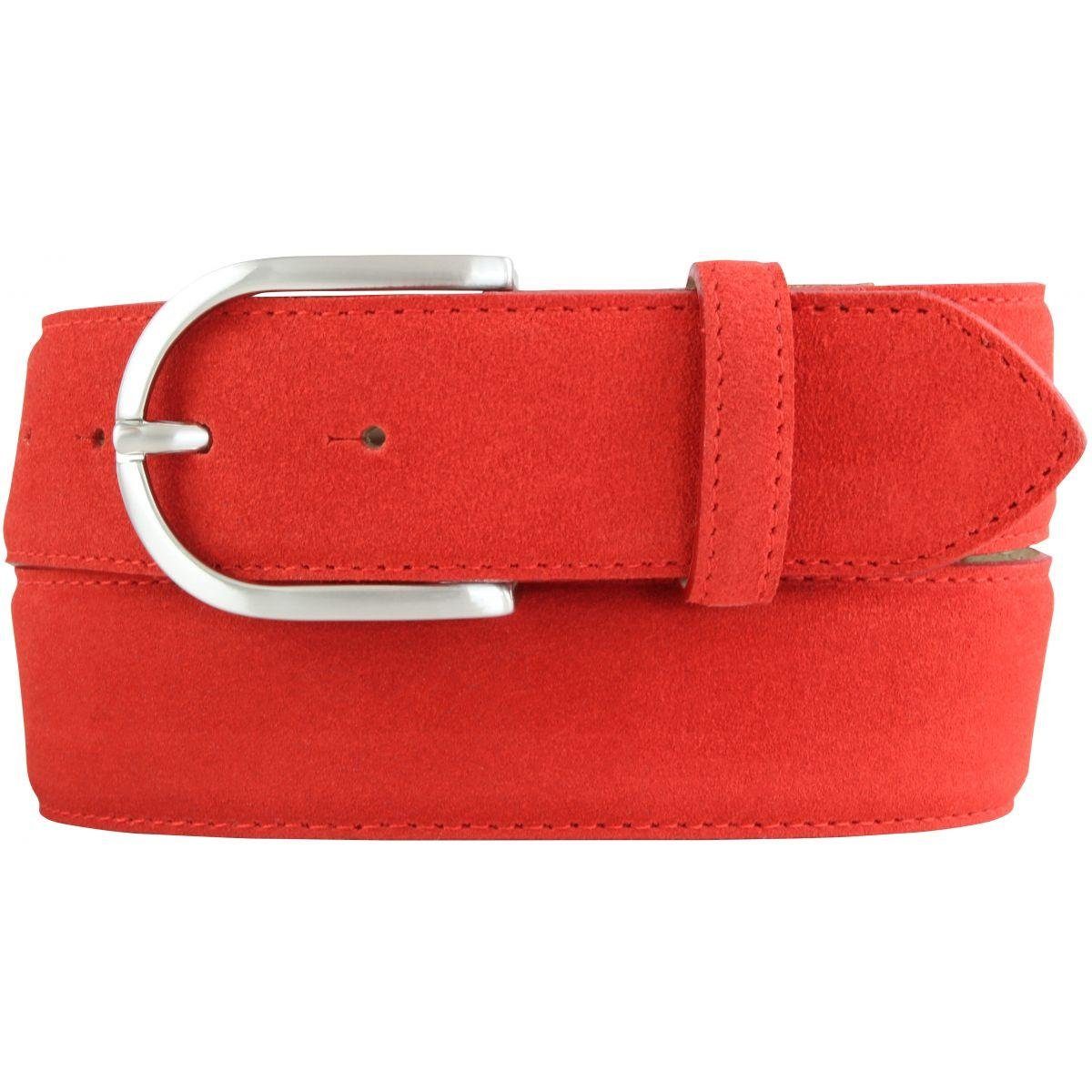 BELTINGER Ledergürtel Damen-Gürtel aus Veloursleder 4 cm - Velour-Gürtel für Damen 40mm - Wi Rot, Silber