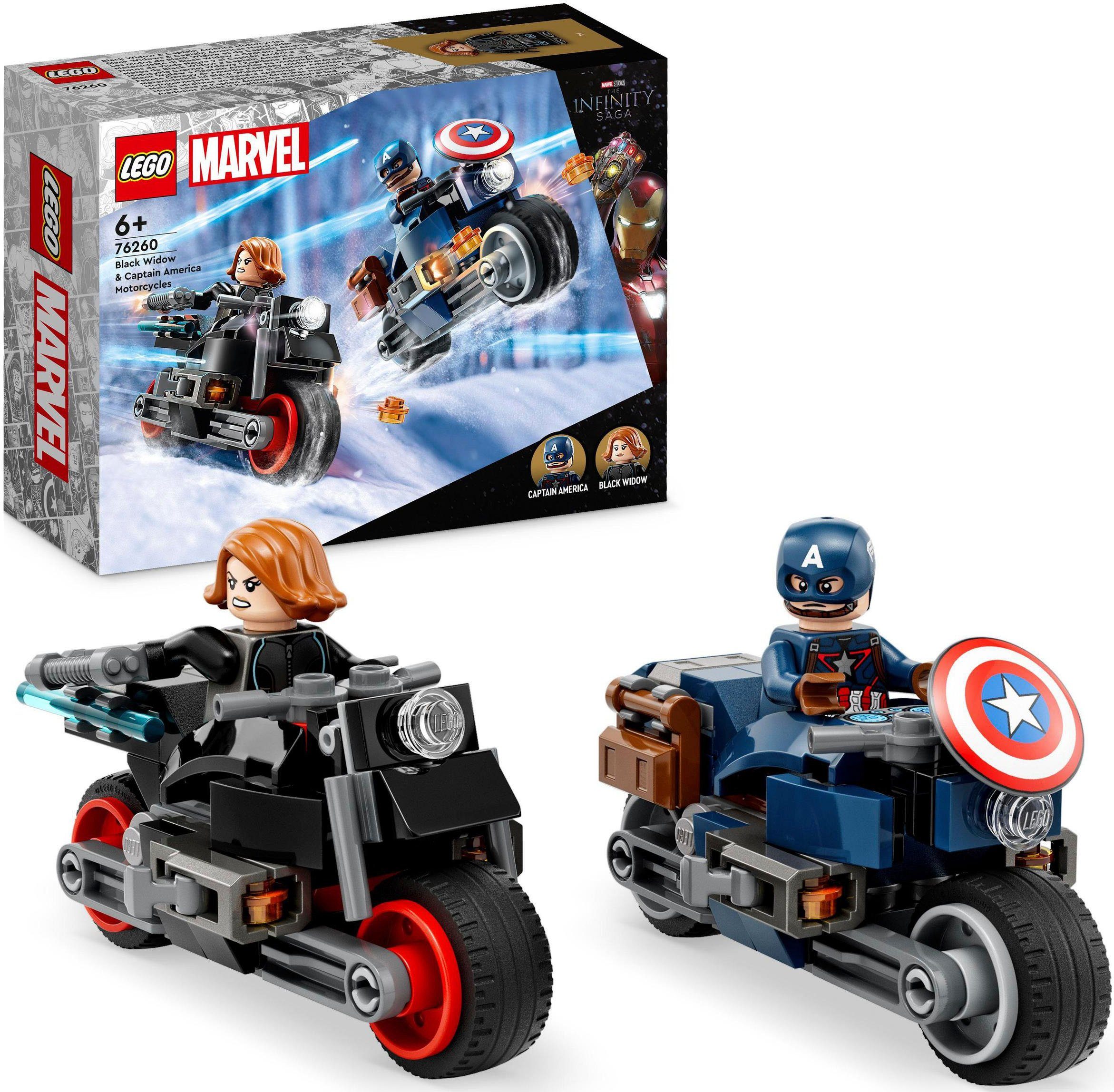 LEGO® Konstruktionsspielsteine Black Widows & Captain Americas Motorräder (76260), LEGO® Marvel, (130 St), Made in Europe