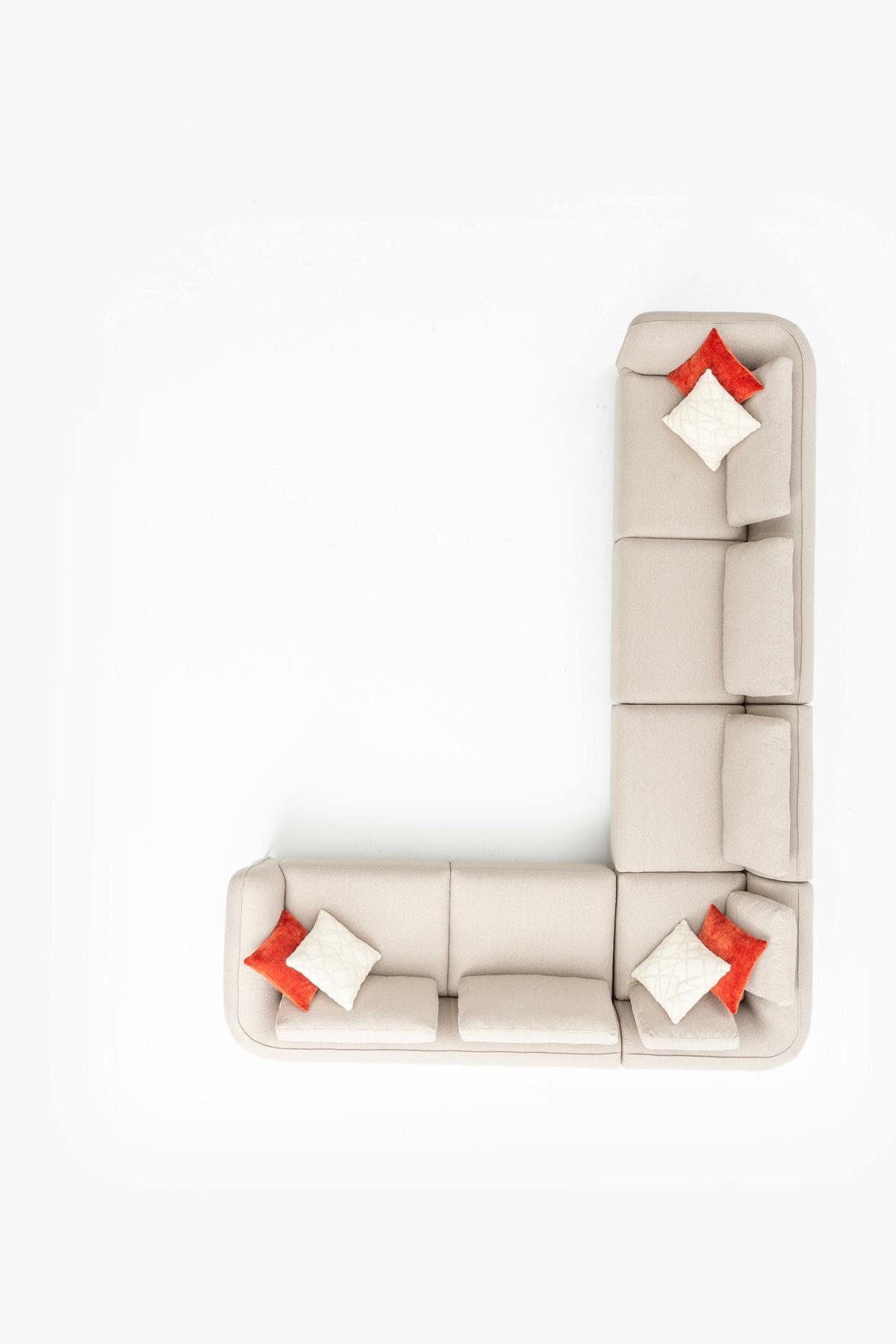 JVmoebel Ecksofa Design Ecksofa Sofa L-Form Modern Wohnzimmer Beige Couch, Made in Europe
