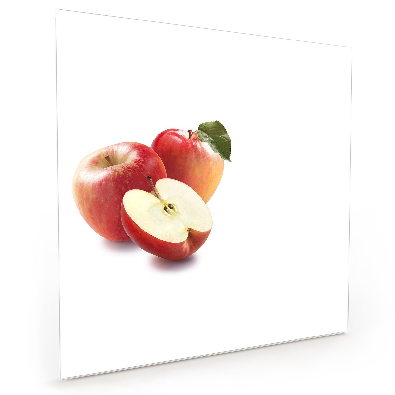 Glas Primedeco mit Blatt Küchenrückwand Motiv Spritzschutz Küchenrückwand Äpfel mit