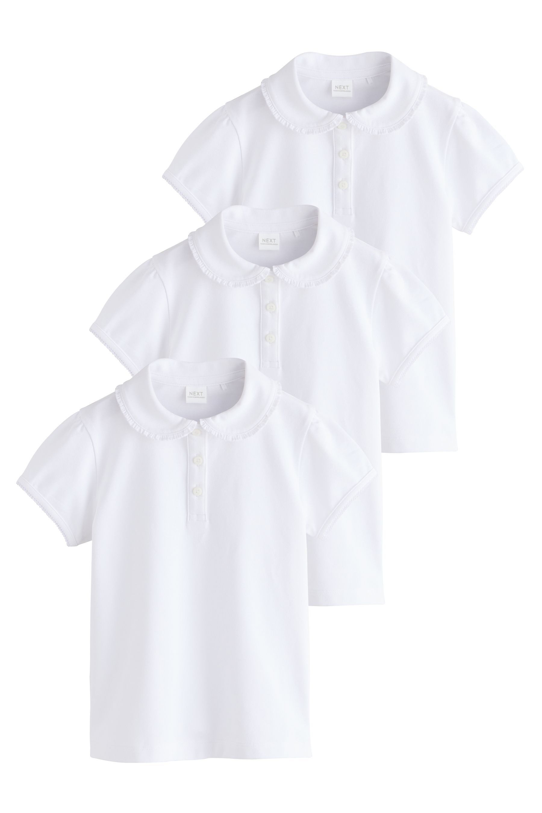 Next Poloshirt Poloshirts für Mädchen Baumwollstretch, 3er-Pack (3-tlg)