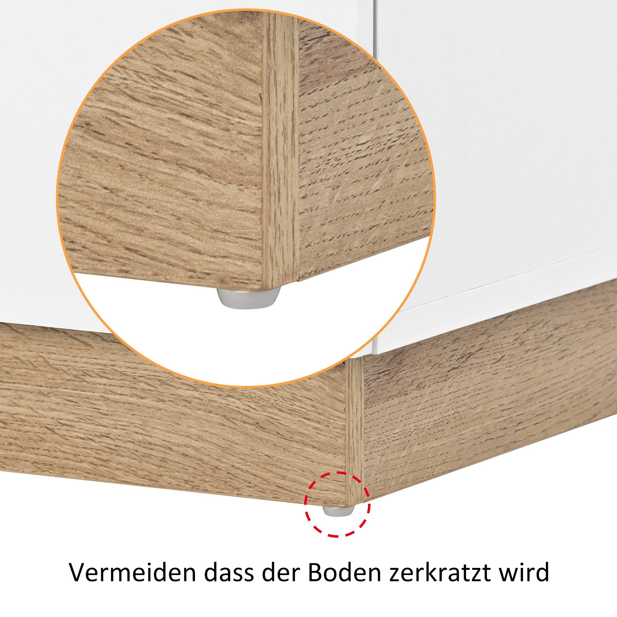 Celya Nachtschrank Nachttisch Nachtkommode mit zwei Schubladen (1er Set) für Schlafzimmer fur Schlafzimmer WeiB – Bild 5 von 5