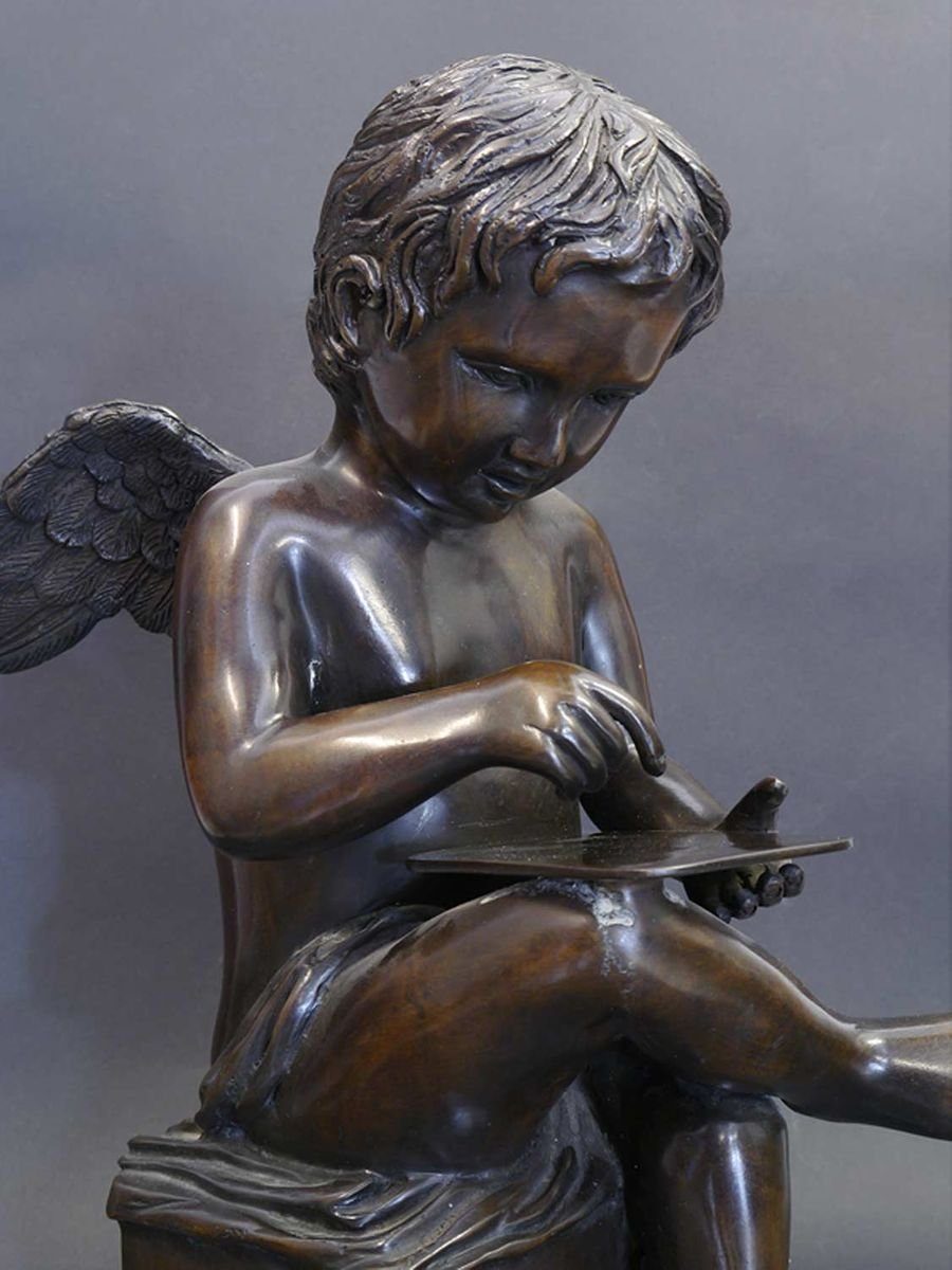 AFG Dekoobjekt Bronze Figur Skulptur lesender Engel ein Putte