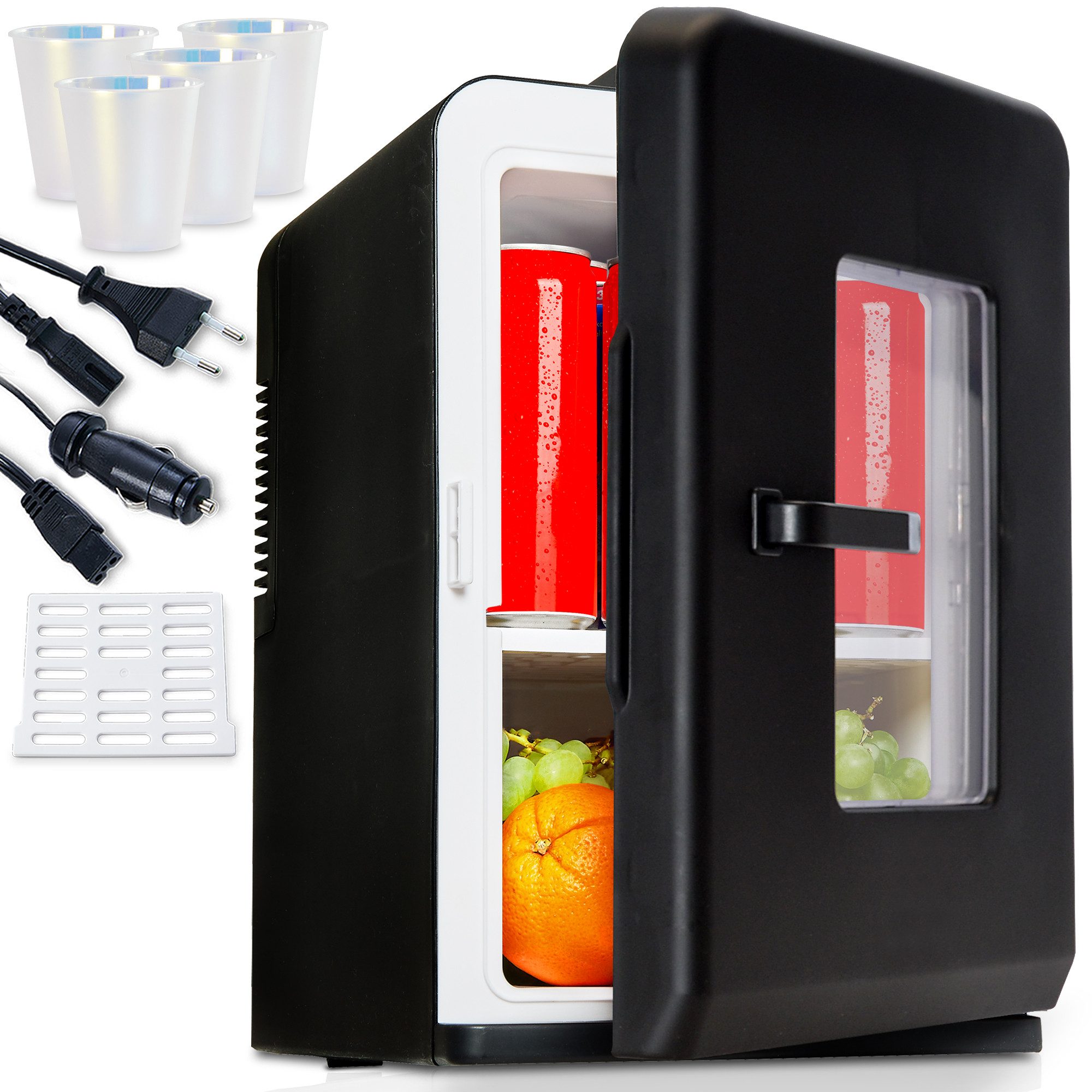 Kühlbox 2in1 Mini Kühlschrank inklusive 4 Trinkbecher