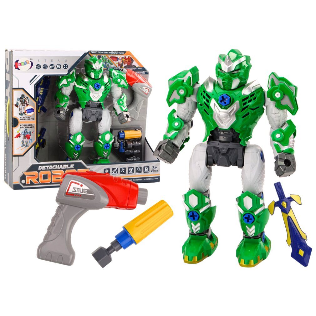 LEAN TOYS Spiel Robot Do Skr?cania Bro? Wiertarka ?rubokr?t ?wiat?a D?wi?k Zielony