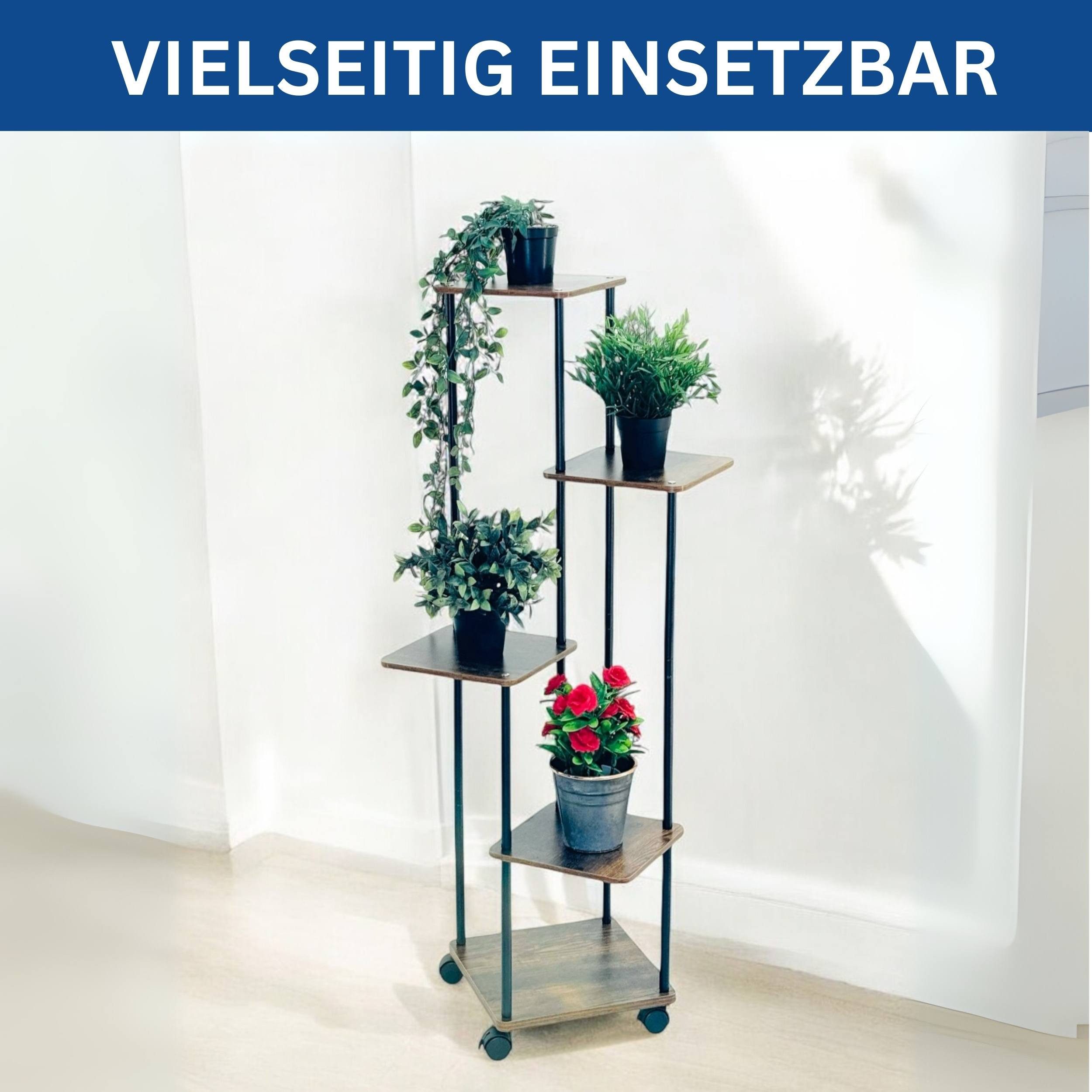 DanDiBo Blumenhocker Blumenständer Wohnzimmer Metall Schwarz 5 Etagen 96580 Blumentreppe, Blumenregal Design Pflanzenhocker