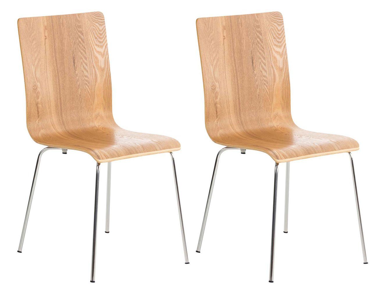 Messestuhl, Peppo chrom - 2 eiche - Holz Konferenzstuhl Gestell: (Besprechungsstuhl Sitzfläche - Besucherstuhl Sitzfläche: St), geformter Metall Warteraumstuhl ergonomisch TPFLiving mit -