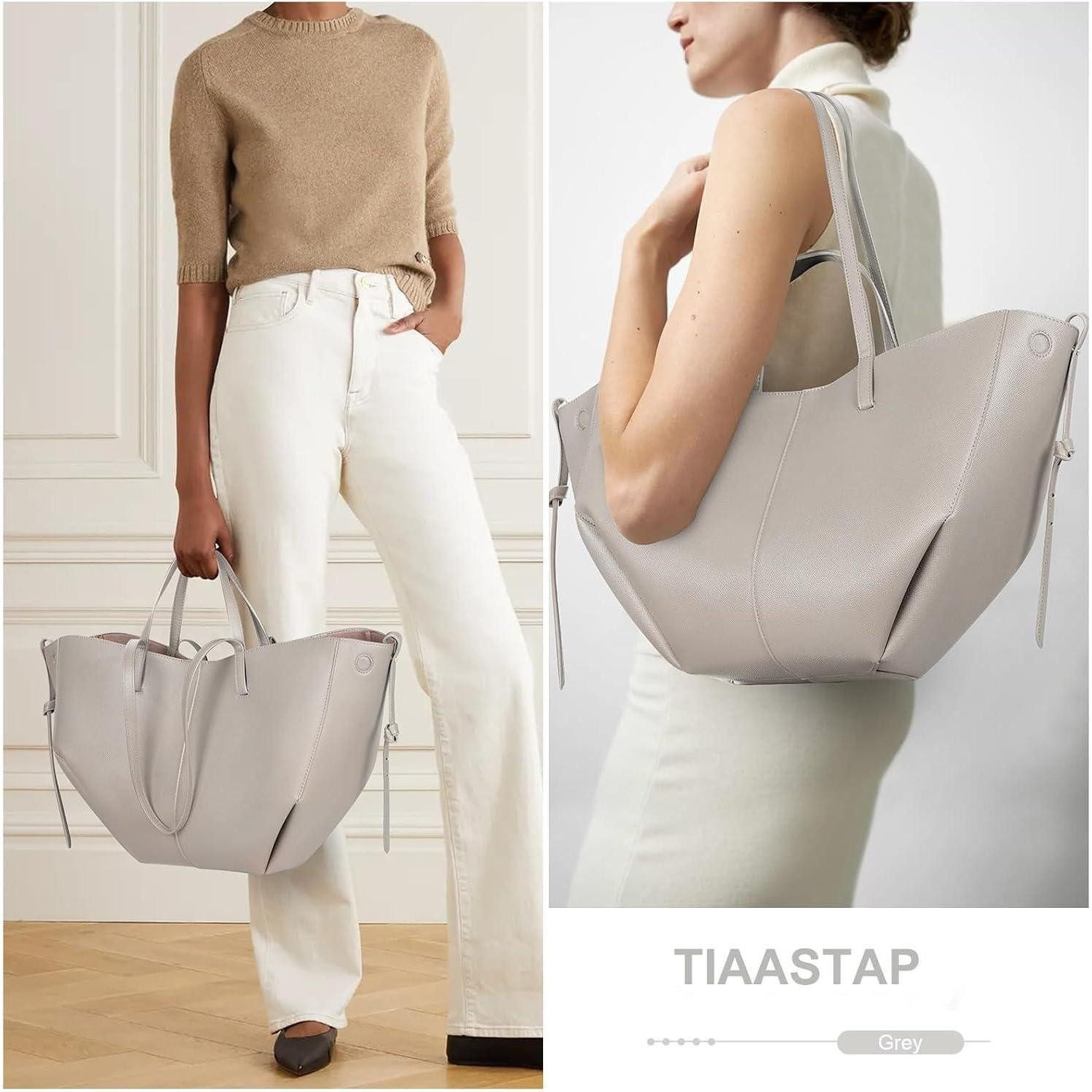 LuxusKollektion Shopper Elegante Große Tote Bag Kunstleder Handtasche Damen Grau Henkeltasche