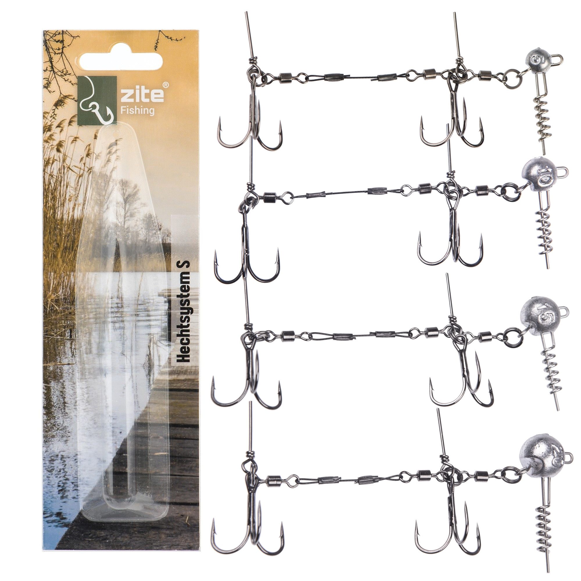 Drillingshaken Hechtsysteme S Drillings-System 9cm Gummifische Hecht Fertigmontage