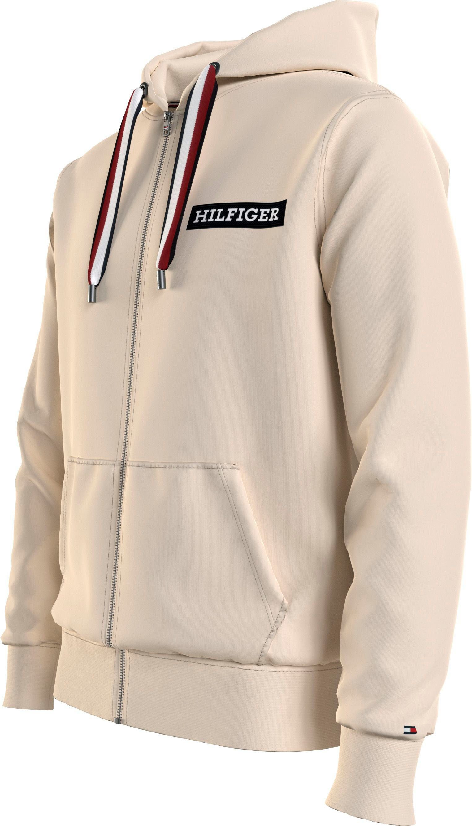 STRIPE auf GLOBAL HOODED ZIP Hilfiger Kapuzensweatjacke mit Logo-Patch Brust Calico der THRU Tommy