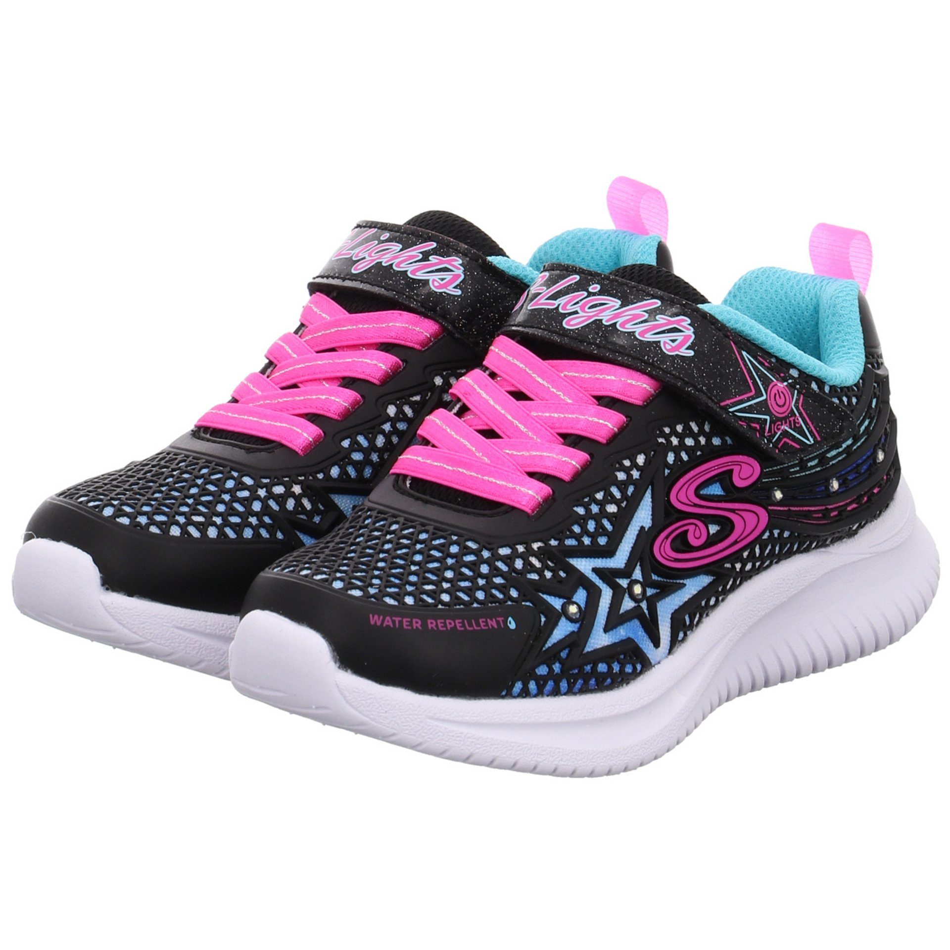 Schnürhalbschuhe Skechers Sneaker Jumpsters Synthetikkombination Stiefelette Schwarz Mädchen