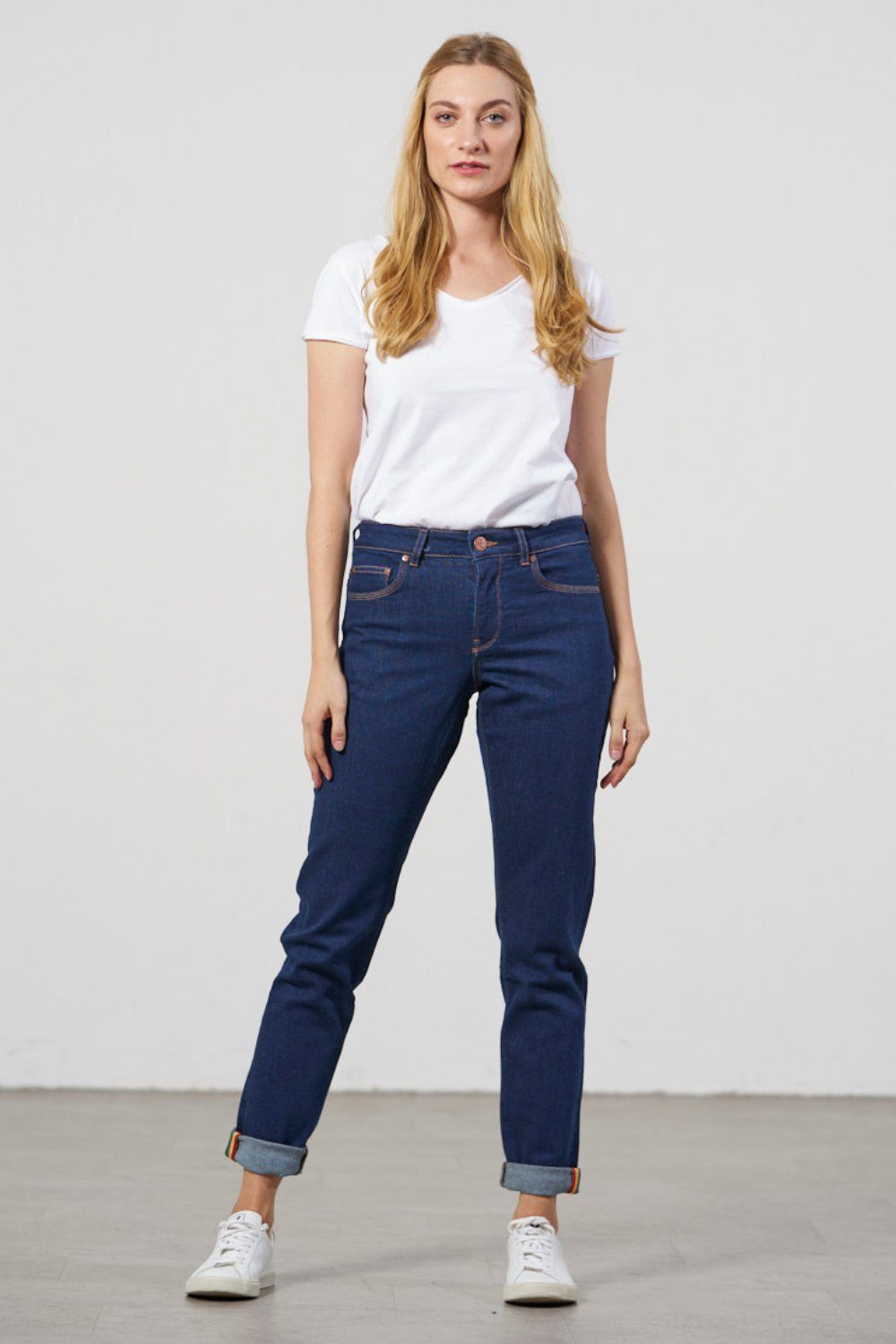 Feuervogl Slim-fit-Jeans fv-West:minster, Slim Fit, Medium Waist, Unisex Slim Fit, Unisex, 5-Pocket-Style, Medium Waist Classic Blue