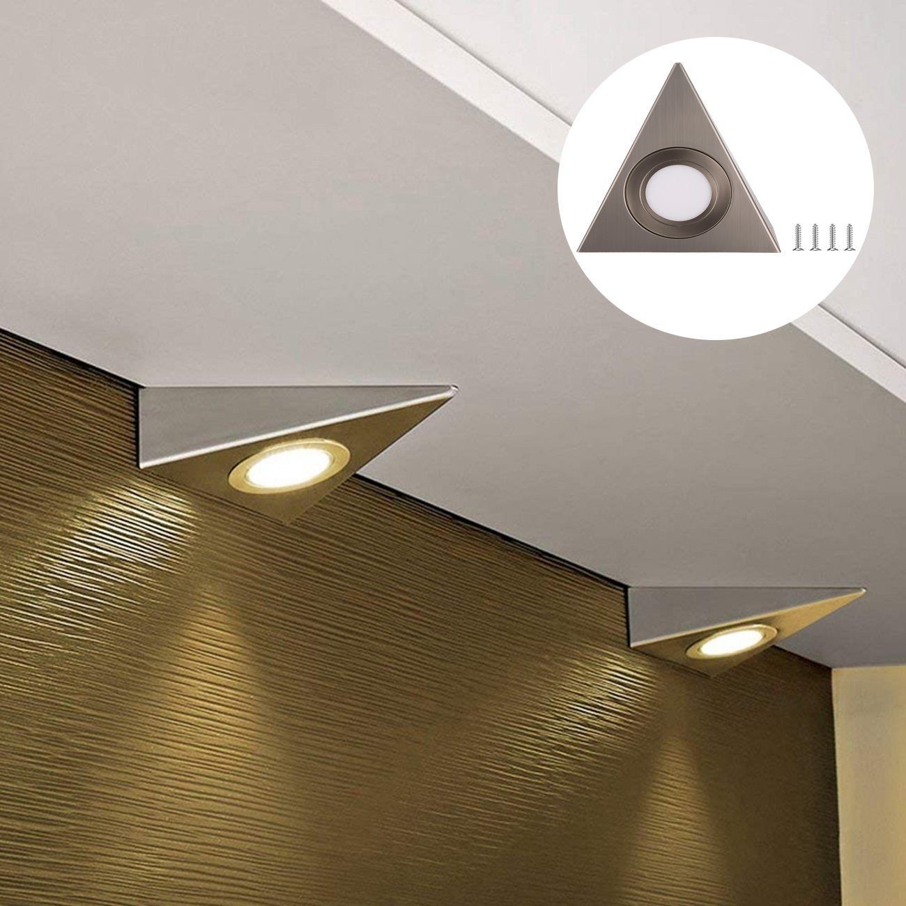 LETGOSPT LED Unterbauleuchte Küchenleuchte LED mit Tageslichtweiß, Lampe Set, Einbaustrahler, Unterbauleuchte Schalter fest integriert, Küchen-Unterbau-Leuchten 6000-6500K, 1 3x2W ink