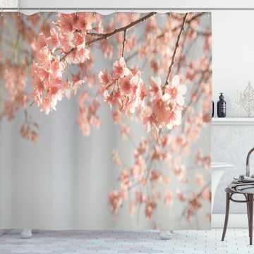 Abakuhaus Duschvorhang Moderner Digitaldruck mit 12 Haken auf Stoff Wasser Resistent Breite 175 cm, Höhe 180 cm, Pfirsich Landschaft Sakura Bäume