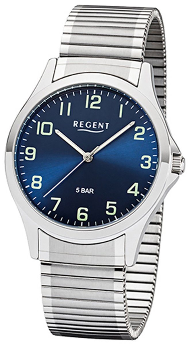 Metall Metallarmband Uhr rund, Herren Quarzuhr Armbanduhr Regent (ca. Regent 39mm), Quarz, 1242414 mittel Herren