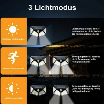 oyajia LED Solarleuchte 100 LEDs Solarleuchte mit Bewegungsmelder Solarstrahler, LED fest integriert, IP65 Außenleuchte Gartenlampe Strahler Lampe Licht