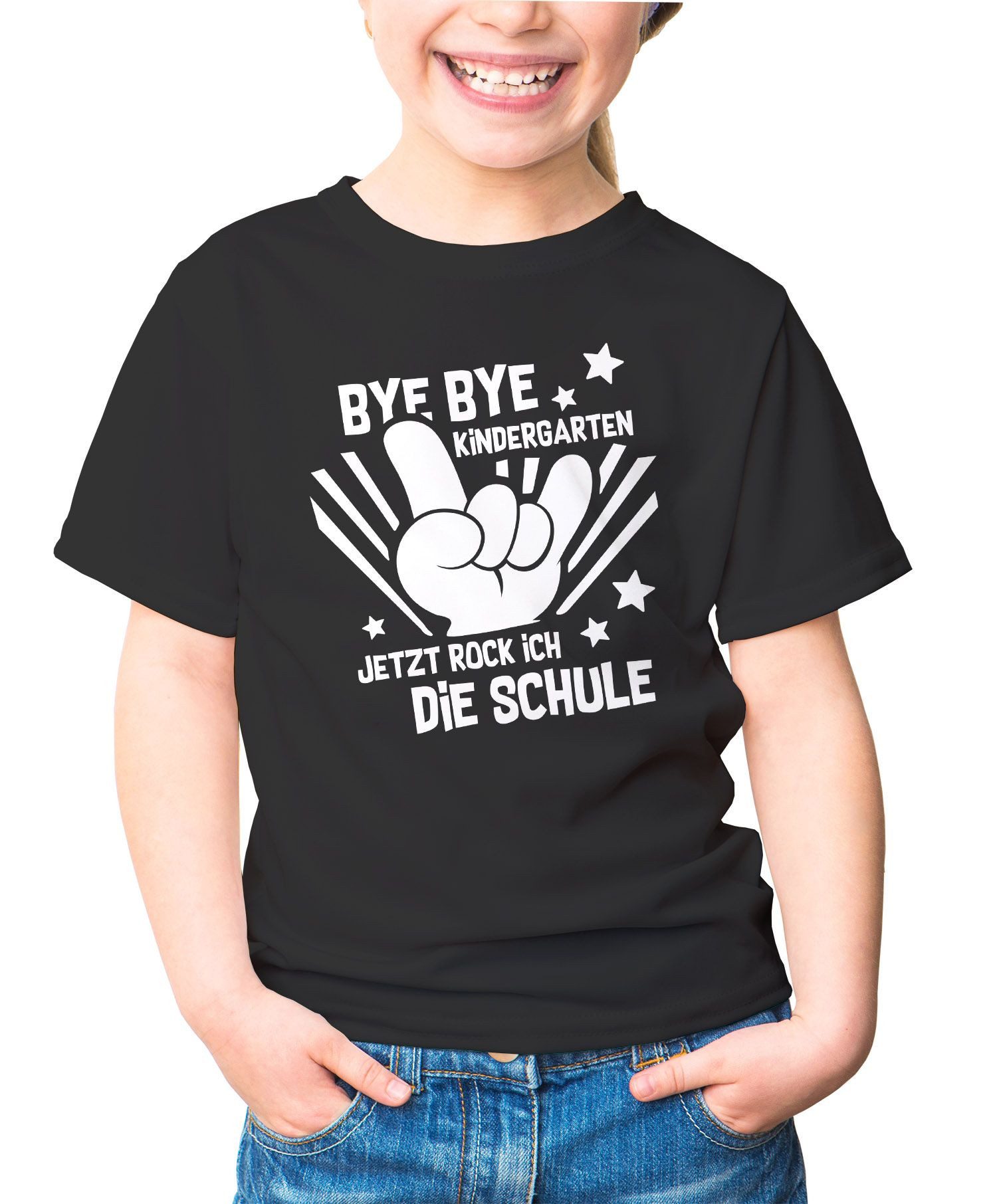 Print-Shirt Kinder T-Shirt Mädchen Bye Bye Kindergarten Abschied Geschenk zur