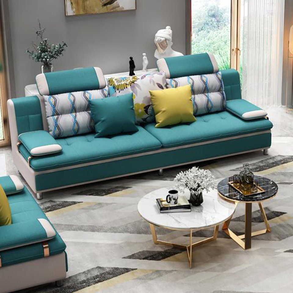 Sitzer 3 Lounge Polster, Dreisitzer Blau JVmoebel in Couch Sofa Sofa Europe Made Design Möbel