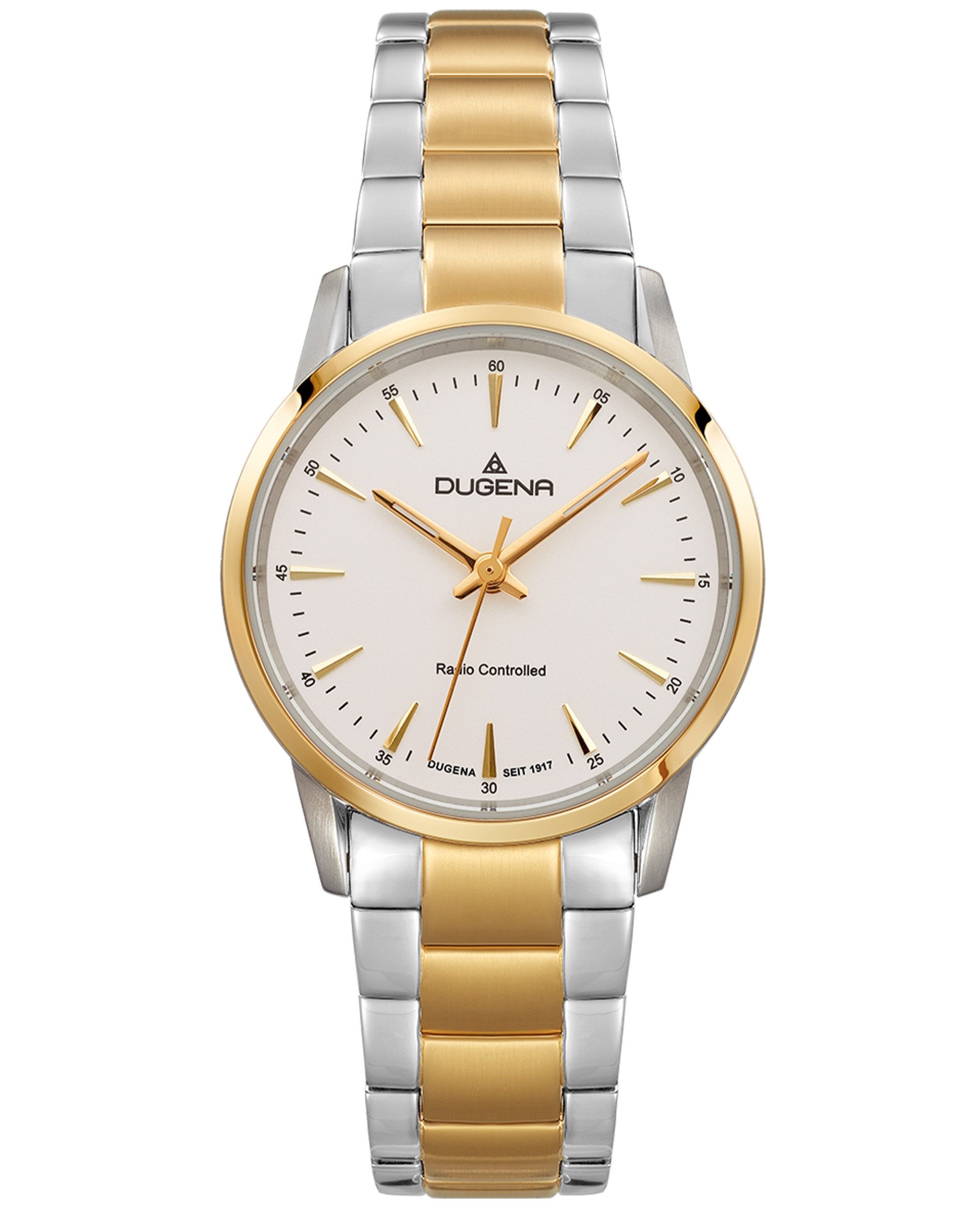 Dugena Funkuhr Dugena Damen-Uhr Momentum XS Funk Quarz Edelstahl-Band Goldton 4460853