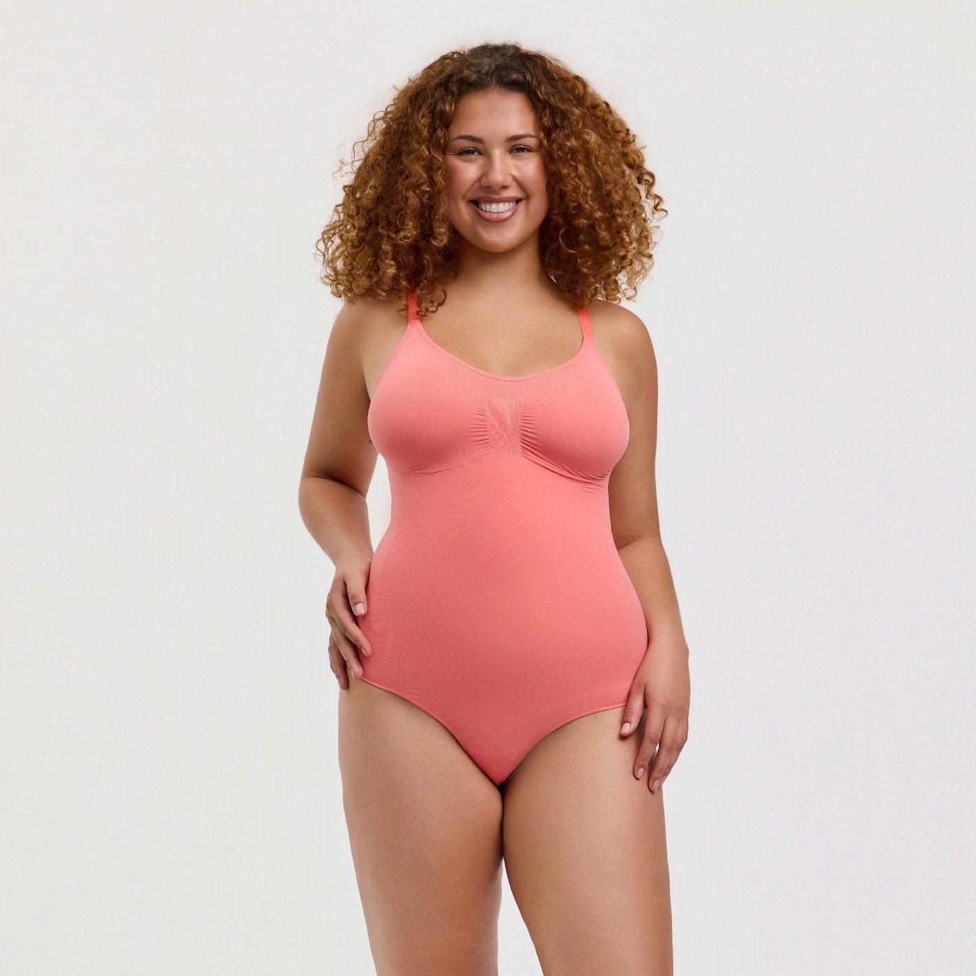 Creamy Fabrics Miederbody Bodysuit Sculpting Shapewear mit String (2)-Coral-5XL (1-tlg) Figurformend