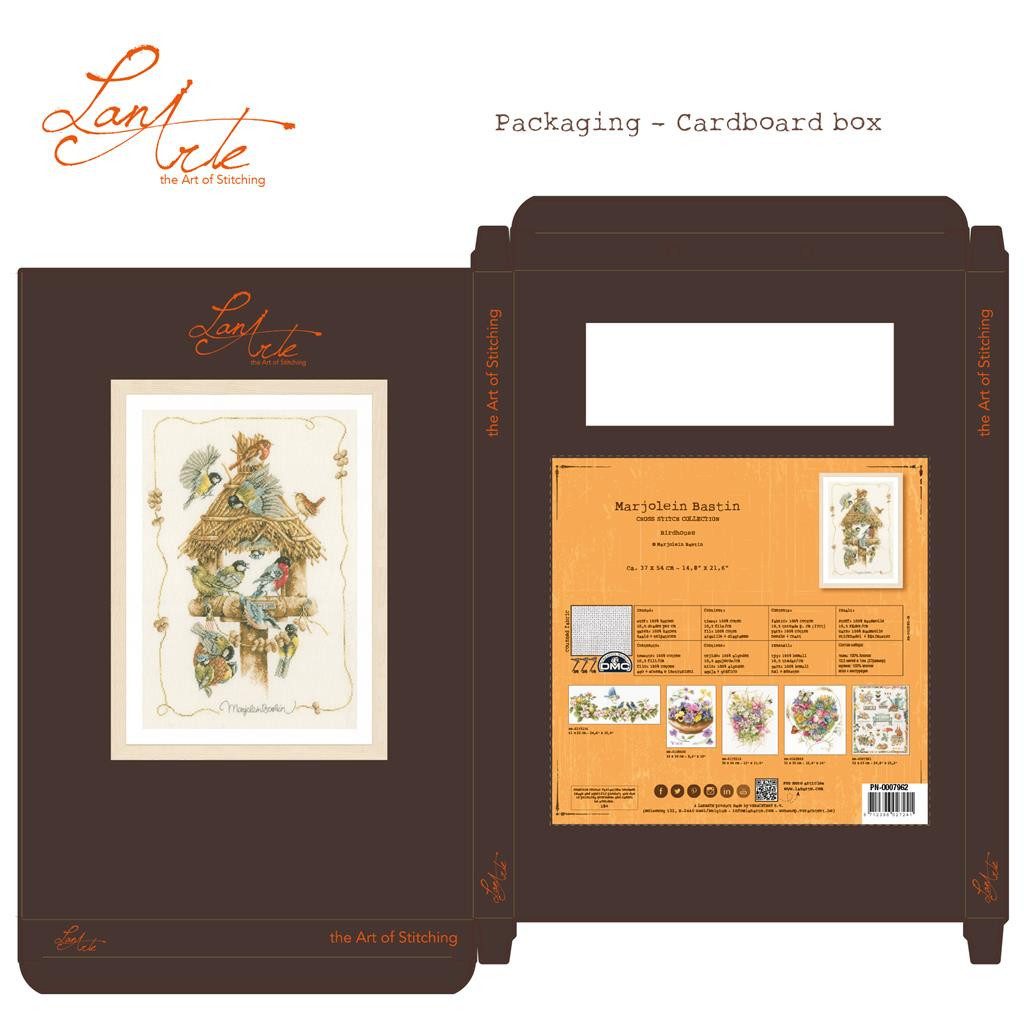 Lanarte Kreativset Lanarte PN-0007962 Vogelhaus Kreuzstichpackung, (Set, embroidery Kit), Made in Europe