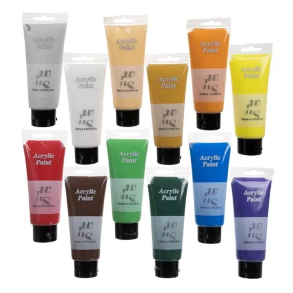 MAALEO Acrylfarbe Acrylfarben Set 12 x Tuben – Künstlerfarben für Leinwand, Holz & Papie
