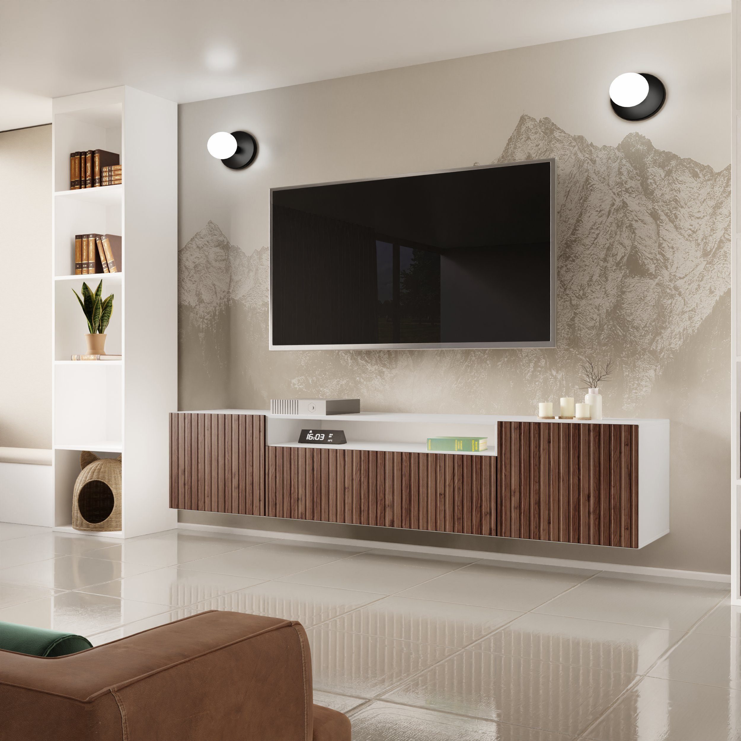 Beautysofa TV-Schrank Modernes RTV-Kabinett mit gefrästen günstig online kaufen