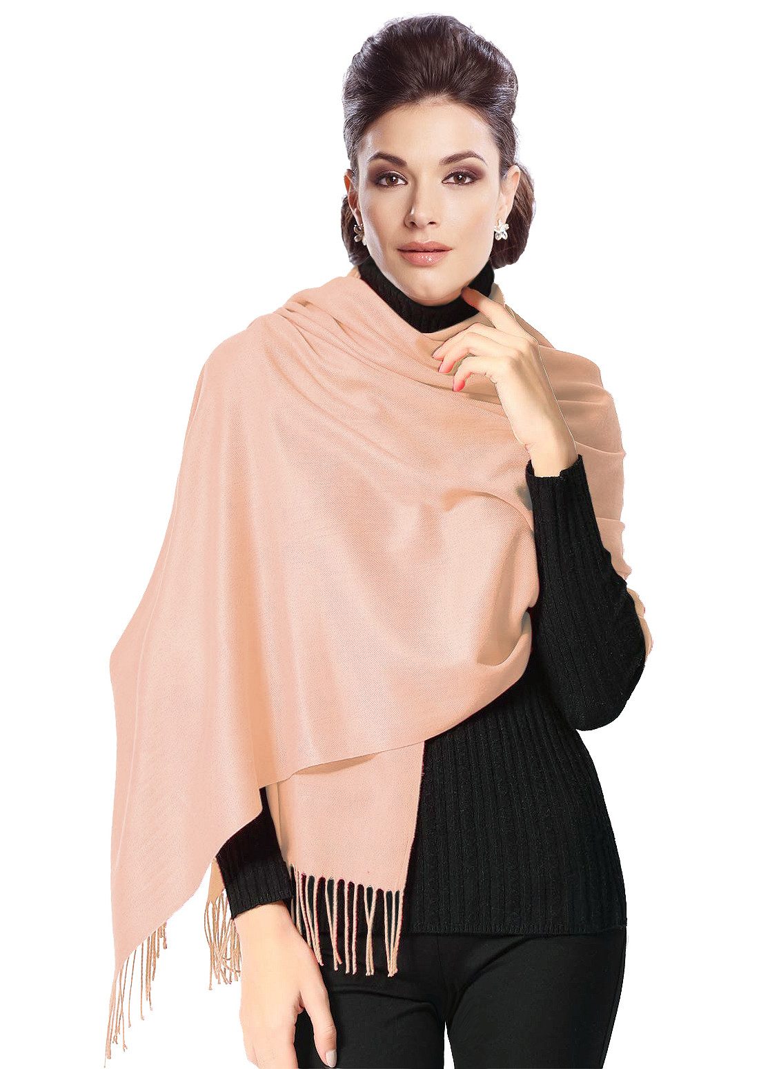 Moschen-Bayern Kaschmirschal Pashmina Stola Damen Kaschmir Schultertuch Abendkleid festlich Schal, mit Fransen