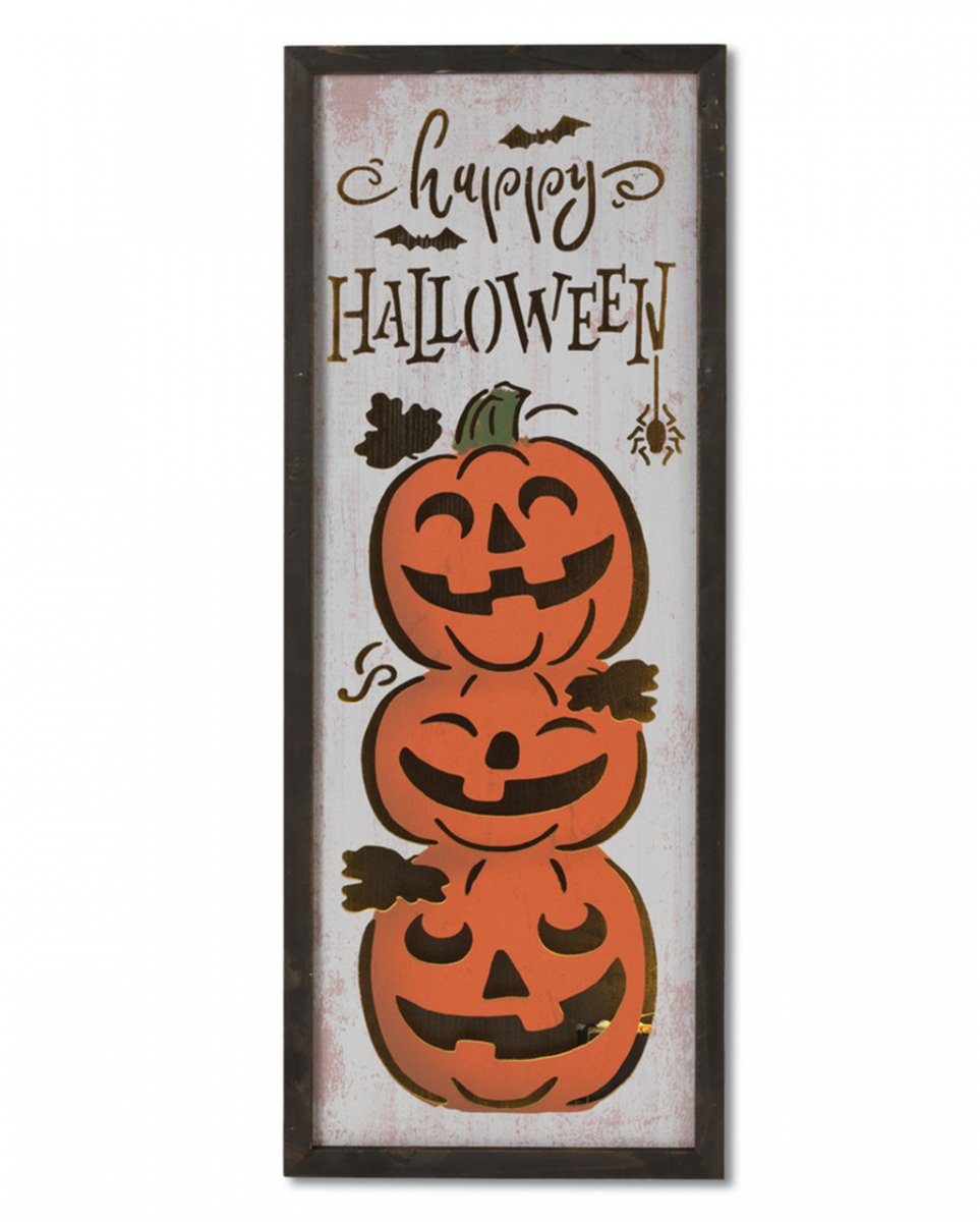 Schild Holz Indirekt Happy 8 Horror-Shop Halloween leuchtendes Dekofigur