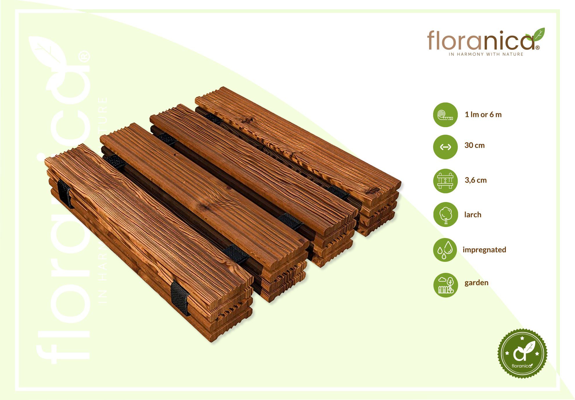 Holz Farbe: Braun in Floranica cm, Gartenweg lfm, Breite Länge Bodenfliese, Rollweg Braun, 30 100x30,
